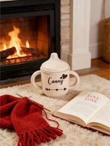 1Pc Personalized Valentine's Day Silicone Cup – Custom Name Dual-Ear Design Mug, Cute Couple Style, Romantic Valentine's Gift, Sweet Love Drinkware Keepsake - Multicolor - View 4