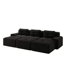 Sofas & Couches - Black + Corduroy + 3 Seat - View 10
