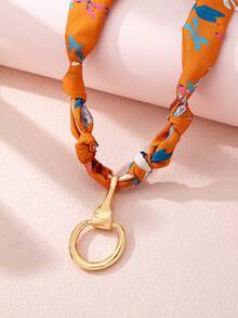 1pc Fashion Heart, Cross, Flower, Ocean & Floral Pattern Scarf Necklace - Scarf Necklace - View 3
