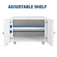 Estación de Trabajo Móvil con Archivador - Incluye 2 Cajones, Estante Ajustable y Soporte para Impresora, Organizador de Metal para Hogar y Oficina - Blanco - Ver 4