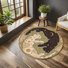 Cat Rugs, Round Rug, Circle Rugs, Animal Rug, Boho Rug, Luxury Rug, Personalized Gifts, Cat Lover Rug, Indoor Rug, Door Mat, - 1PC - 查看 2