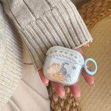 Sött halvtransparent blått hörlursfodral med 3 katter och hängande ring, lämpligt för AirPods Pro 2, härligt Apple 4 Simple 3 New 1/2 Generation Women Earphone Case - Babyblå - Visa 4