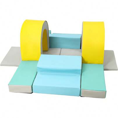 Bloques de escalada de espuma suave de 10 piezas para niños pequeños, juego interior para el bebé rastreando y escalando, gimnasio de actividad de cuero PU para niños de edades 1-3