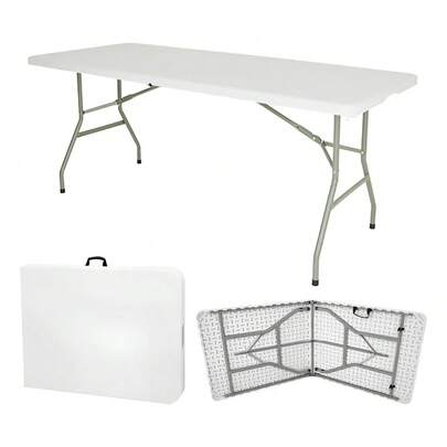 Mesa Plegable de Plastico Portatil de Jardin Tipo Portafolio Ideal para Exterior e Interior Fiestas y Eventos al Aire Libre 180 cm
