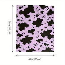 1pc Soft Flannel Blanket With Black Cow Print On Purple Background - Warm, Durable, And Stylish For Sofa, Bed, Travel, Camping, Living Room, Office, Or Gift, Multiple Sizes Available, Cozy Home Decor, Cozy Bedspread, Playful Pattern, Plush - White - View 5