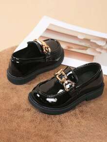 1双女童低帮公主乐福鞋，套脚鞋，校园风，幼儿及小童防滑软底防踢复古玛丽珍鞋，透气休闲百搭旅行鞋，适合春、夏、秋季穿着 - 黑色 - 查看 7