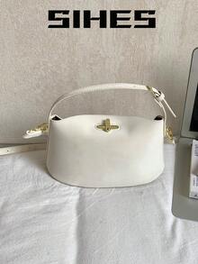 1件装春夏纯白色PU皮革女士单肩斜挎包，时尚哑光手提包，拉链封口，可调节肩带，适合旅行、购物、约会，是送给女性、女友、青少年、大学生、新手和职业女性的理想礼物，适用于办公室、学校、工作、商务、通勤、户外、旅行、野餐等各种场合。 - 米色 - 查看 6