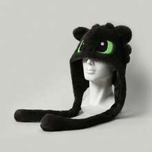 Universal Pictures How To Train Your Dragon Toothless Cute Cartoon Ear Embroidery Airbag Fluffy Hat With Moving Ears, Autumn/Winter - Multicolor - View 4