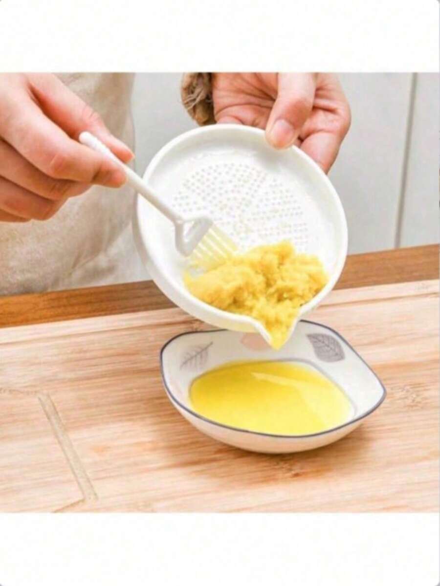 1pc Ceramic Food Grinder With Brush, Multi-Functional Ceramic Potato Masher, Manual Ginger Garlic Carrot Grinder Kitchen Tool - White - View 1