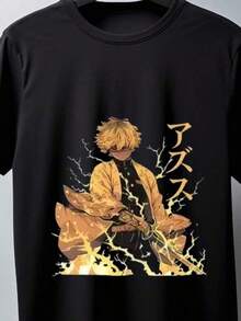 Graphic T Shirts Funny Shirt Zenitsu T-Shirt Inspired By The Hit Anime Series Anime Fan Gift ,Birthday Gift, Anime Lover,Made Of Pure Cotton,SpringSummer Holiday Apparel Thanksgiving T Shirts,Unique Print Casual T-Shirt,Pure Cotton T-Shirt,Fashion Single Printed Casual T-Shirt, Suitable For All SeasonsCotton Men's T-Shirts,Bovfriend Gifts, Graphic Tees,Back To School - Black - View 8