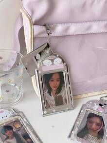 1pc Glittery Cute 3-Inch Hanging Card Holder, Student ID/Bus Card Case - Multicolor - View 9