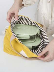 Cord-Leinwand Lunch Tasche, Kordelzug Picknick Tuch, kleine Handtasche, Lunchbox, Lebensmittel Aufbewahrungstasche - Verschiedenfarbig - Übersicht 3