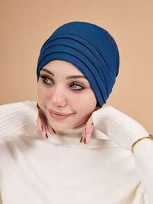1 pièce Sous-foulard plissé à 4 couches pour femmes, bonnet turban multicouche élastique, bandeau de sport respirant et confortable, polyvalent pour usage quotidien, sport, yoga, mode - turban - Voir 10