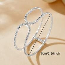 1 pièce Bracelet élégant de mode pour femme avec design géométrique et strass, convient pour le port quotidien et les fêtes - Argent - Voir 4