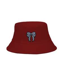 1pc Women's Plaid Bow Bucket Hat, Sun Protection, Windproof, Warm, Suitable For Daily Wear - Multicolor - View 16