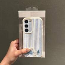 1pc TPU Material Fresh Blue Striped Rabbit Mountain Scenery Pattern Fashionable Phone Case Suitable Compatible With Samsung/A05s/A12/A13/A14/4G/A15/A21s/A23/A25/A32/5G/A34/A35/A50s/A51/A52/A53/A54/A55/A71/A72/A73/S10/S20FE/S20Ultra/S21Ultra/S22/S22Plus/S23/S24, /10C/12C/NOTE10/11/12/13/ProPlus/Note8/9Pro, Full Coverage Anti-Drop Soft Shell Phone Protective Cover - White - View 2