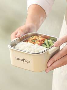 Set Wadah Makan Siang Terisolasi Portabel Dewasa & Pelajar 1/3/4/5 buah, Kotak Bento Stainless Steel yang Dapat Ditumpuk untuk Makanan Panas, dengan Tas Makan Siang Terisolasi, Unisex, 4 Wadah Makanan Panas Terpisah, Aman untuk Microwave (Aprikot/Cokelat) - MultiWarna - View 6