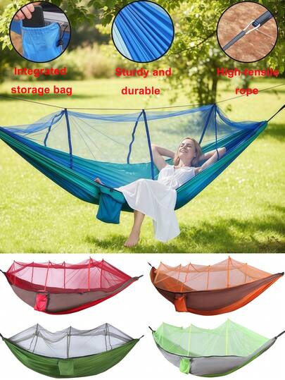 1件装多色露营吊床，带蚊帐，户外吊床帐篷，秋千，便携式带蚊帐吊床，易于安装，适合背包旅行、露营、旅游、海滩、庭院、户外徒步、钓鱼、家庭露营、露营装备