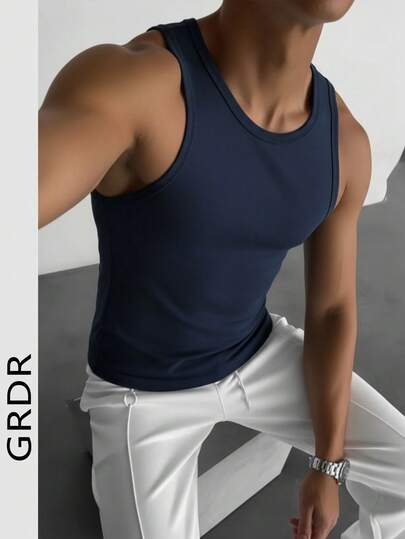 GRDR Men's Summer Sleeveless Slim Fit Tank Top, Suitable For Commuting And Layering