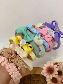 Set Of 10 Silk Stocking Headbands For Babies - Multicolor - View 3