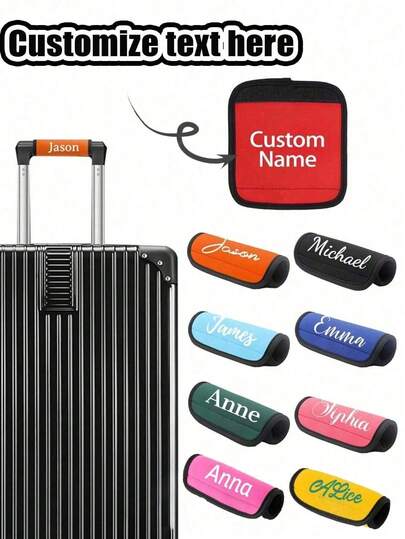 14x15cm Personalized Luggage Handle Wrap, Customizable Text, Luggage Strap, Orange/Red/Blue/Yellow/Pink/Black/Green, Y2K Style, Minimalist, Commuting, Business Casual, Basic, Customized, Unique, Mother's Day Gift, Valentine's Day Gift, Birthday Gift, School Supplies, Middle School, High School, College, New Student, 2nd Grade, Business/Commute/Work/Office