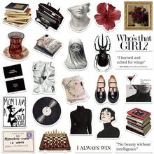 50pcs Y2K Style Black & White Tone Sticker Set, Waterproof & Durable, Suitable For Laptop, Skateboard, Water Bottle, Notebook With Aesthetic Design - F - View 3