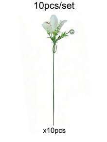 10支仿真卡特兰兰花，适用于婚礼花束、订婚庆典、家居/办公室装饰、母亲节、春季花卉布置、户外摆设、情人节——完美的塑料花卉装饰品 - 彩色 - 查看 13