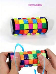 1个3D魔方,手指魔方,圆柱魔方,个性化拼图高难度3/5/7层魔方,成人减压玩具,3D立体,感官魔方,魔方,感官玩具,减压球,PE材质,挤压玩具(轮胎造型随机) - 彩色 - 查看 2