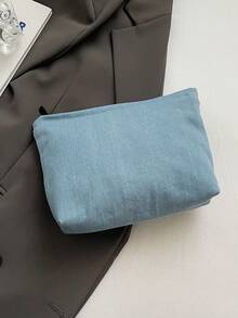 Denim Cosmetic Bag, Portable Travel Makeup Bag, Organizer Clutch Pouch Toiletry Bag Skincare Bag Wash Bag Toiletry Travel Bag Vacation Essentials For Women Travel Bags For Women Large Capacity Bag - Multicolor - View 9