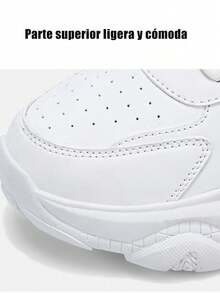 Zapatillas deportivas masculinas informales transpirables con diseño en bloques de color blanco y negro, zapatillas de baloncesto para hombre, con suela gruesa antideslizante, cómodas, con puntera redondeada, cordones, transpirables y antideslizantes, adecuadas para practicar deporte, viajar y para el uso diario. - Blanco y Negro - Ver 6
