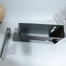 无需钻孔的橱柜门悬挂式收纳方案，厨房保鲜膜架，橱柜门内收纳架，垃圾袋和吸油纸架，家用厨房橱柜必备 - 彩色 - 查看 7