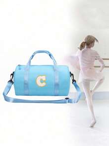 1pc Zipper Fashion A-Z Letter Sticker DIY Decor Kids Shoulder Messenger Bag, Suitable For Dance, Ballet, Gymnastics, Latin, Yoga, Tap, Jazz And More, Adjustable Comfortable Strap, Multipurpose For Daily Outing, Playing, School, Work, Perfect Gift For Little Girls (Note: Letter Stickers Need To Be DIY) - Baby Blue - View 3