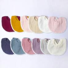 1pc Customized Embroidered Ruffled Baby Drool Bib, Gauze Lace Edge Bibs, Cute Infant Bibs, Suitable For Baby Boys And Girls, All Year Round Use - Multicolor - View 3