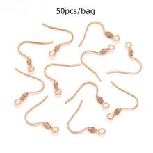 50pcs/Pack Stainless Steel Domed Earring Hooks, Spring Flattened Earring Pendant Accessories, Simple Earring Jewelry DIY Components - With Drum Earhook - View 10