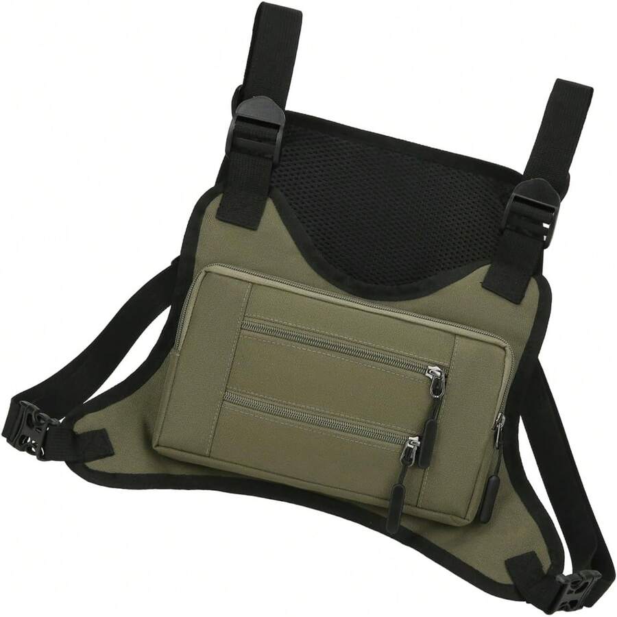 Bolsa De Chaleco Para Correr Frontal Con Bolsas Teléfono Y Almacenamiento Entrenamiento Ciclismo Bolsa De Pecho Deportiva Resistente Agua Hombres Chaleco Táctico Con Correa - C - Ver 1