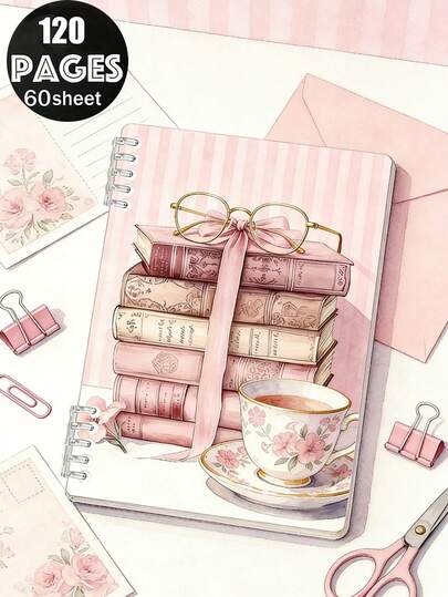 A5 One Pink Retro Book Notebook - Spiral-Bound, Suitable For Home/Office Use, Smooth Writing And Notepad, Perfect For Writing, Sketching, Office Work, And Daily Note-Taking,A Perfect Gift For Sisters, Women, Birthdays, And Valentine'S Day ,A Perfect For Diary And Note-Taking