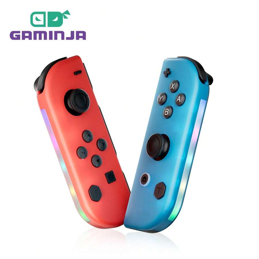 Controlador inalámbrico GAMINJA NS058 para Nintendo Switch, agarre izquierdo y derecho con luces RGB, para consola de juegos Switch L/R Gamepad, con función de captura de pantalla de despertar, Joycon portátil - Multicolor - Ver 1