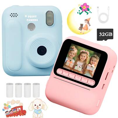 Multifunctional Children's Instant Print Camera, 1080P Video And Photo Camera With Filters/Frames, 4 Games And Music Player, Ideal For Children's Travel And Memory, Great Gift For Boys And Girls