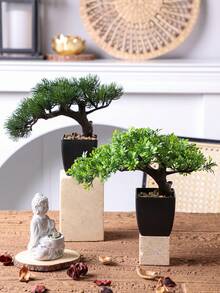 1件人造日式盆景装饰品，有鹅卵石景观树、日本黑松、日本白松三种款式可选，适用于婚礼装饰、礼品、家居装饰，也适用于婚礼季、毕业季、情人节、复活节等各种场合。 - 綠色-F - 查看 13