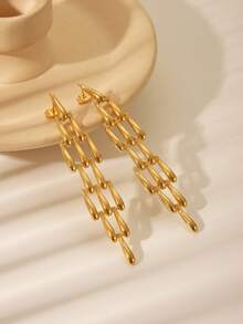 1 paire de boucles d'oreilles goutte d'eau corail plaquées or 18 carats en acier inoxydable, convenant pour le port quotidien, les fêtes, les mariages, les vacances. Un cadeau de bijoux. - Doré - Voir 6