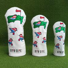 Premium Leather Golf Club Head Cover, White Bird Embroidery, For Driver, Wood, Hybrid Clubs - Multicolor - View 2