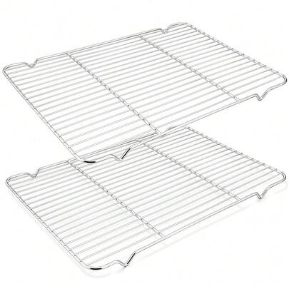 HaWare Abkühlgitter 2er Set, 1OO% Edelstahl Dicker Kuchengitter Auskühlgitter Backgitter Rechteckig zum Backen Braten Kühlen Grillen - 38.5 x 28 x 2 cm, Gesund & Langlebig, Spülmaschinenfest-5485