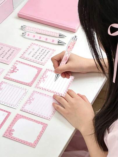 8 szt. różowych, samoprzylepnych bloczków na notatki w kształcie motyli, urocze karteczki samoprzylepne z kokardką, idealne na baby shower, urodziny dziewczynek, wystrój domu/biura, artykuły szkolne dla dzieci, prezenty z motylami