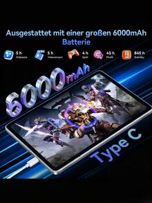 Qetupa Android 15 平板电脑，10.1 英寸四核 1.6GHz 处理器，4GB 运行内存 + 64GB/128GB/256GB 机身存储，802.11ax WiFi 6，蓝牙 5.2，Incell 高清 (1280*800) IPS 触控屏，5MP+8MP 双摄像头，6000mAh 电池，Type-C 接口，适合作为圣诞节、万圣节、感恩节、周年纪念日、复活节等节日的礼物（不含适配器）。 - 白色 - 查看 6