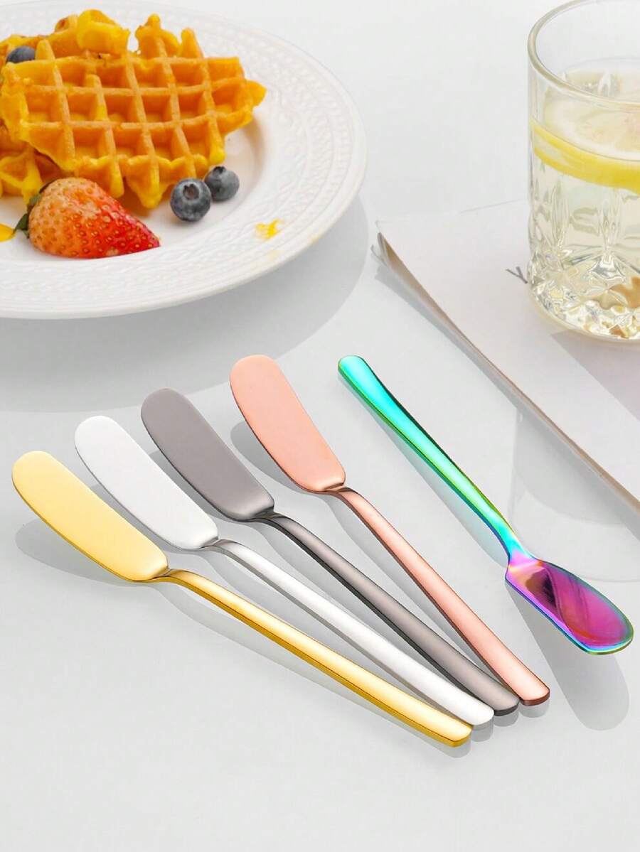 1 pieza Dispensador de mantequilla de acero inoxidable, cortador multiusos, cortador de queso, cuchillo para pan, mermelada y mantequilla, cuchillo para crema, apto para pan, mermelada, queso, pastel, mantequilla, helado, utensilios de cocina para el hogar - Multicolor - Ver 1