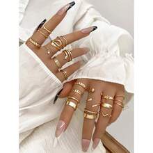 Comercio Exterior Transfronterizo Dropshipping Anillos de Mujer Anillos de Moda Estilo Punk Cruz Mariposa Corazón - Oro 11 - Ver 6