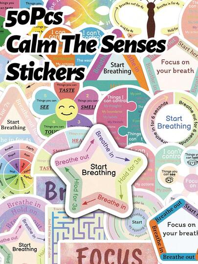 50 pièces Autocollants pour calmer les sens pour valise, scrapbooking, boîte de rangement, skateboard, guitare, décoration, graffitis DIY