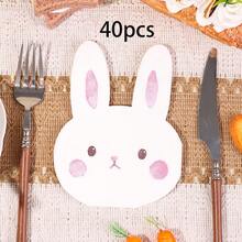 20pcs/40pcs/60pcs White Rabbit Shaped 2-Ply 13*13 Inch Paper Napkins, Joyful Easter Party Napkins, Rabbit Birthday Celebration, Spring Cocktail Tea Party Disposable Napkins, Tabletop Decor, Rabbit Birthday Party Decorations - Multicolor - View 9