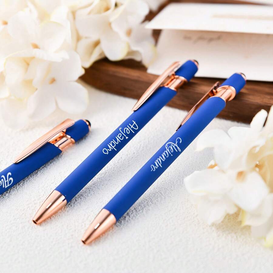 Personalized Gift Pen, Exquisite Custom Pen, Bridesmaid Gift, Friend Gift, Alumni Gift, Commemorative Gift, Soft Touch Rubber Ballpoint Pen, Luxury Soft Touch Rose Gold Ballpoint Pen, Fashionable Reusable - Sets - View 1