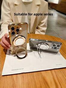 New Rhinestone Mirror, Apple 15 Promax Phone Case, Anti Drop Lens, All Inclusive, Apple 13/12/11, Simple And Fashionable, Popular , 17 Promax, Male And Female, Niche, Goddess Pure - Silver - View 2